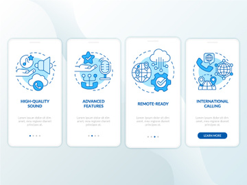 Benefits of VOIP blue onboarding mobile app screen preview picture