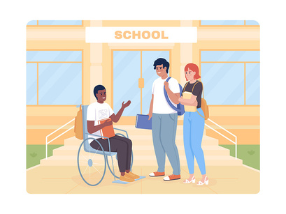 High school equity 2D vector isolated illustration set