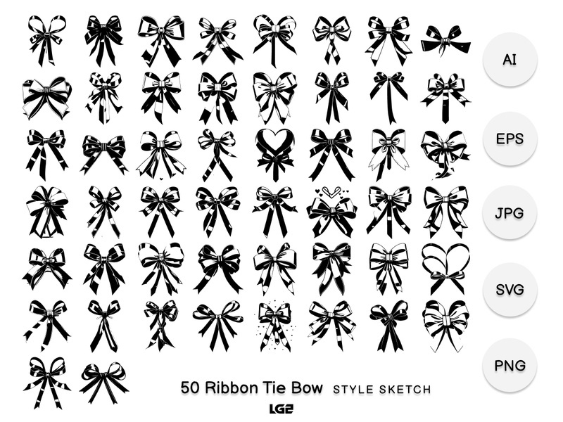 Ribbon Tie Bow Element Draw Black