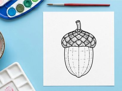 Close-up of an acorn with textured cap and smooth nut. Natural autumn seed detail.