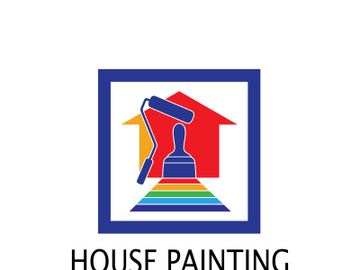 logo icon illustration house paint with a blend of brushes and rollers for house wall paint design, minimalist house, painting, interior, building, property business, wallpaper, vector concept preview picture