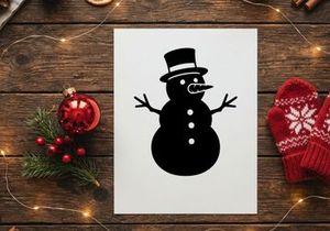 Cute Snowman Illustration with Top Hat and Carrot Nose