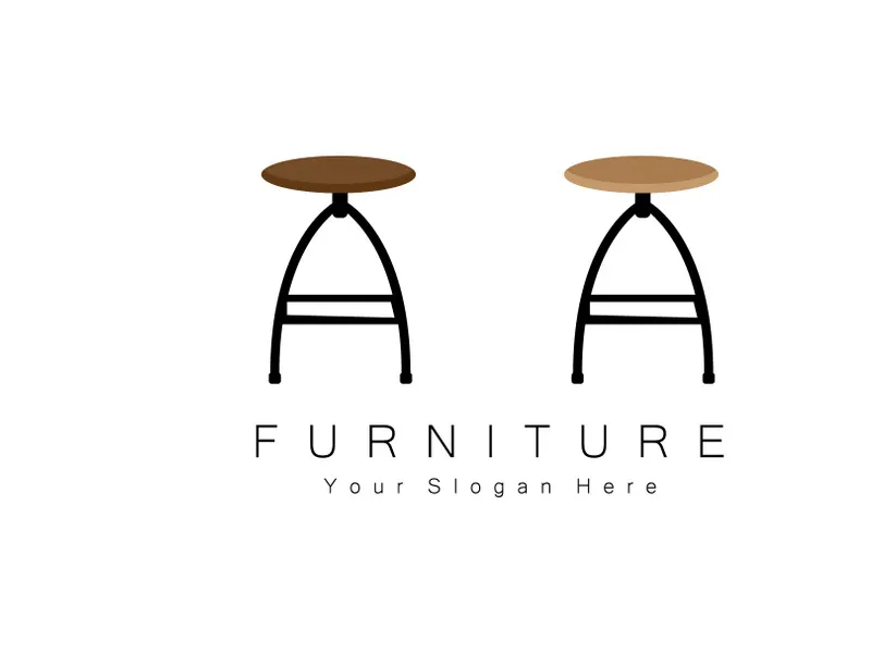 Furniture Logo Design, Home Furniture Illustration Table Icons, Chairs, Cupboards, Lamps