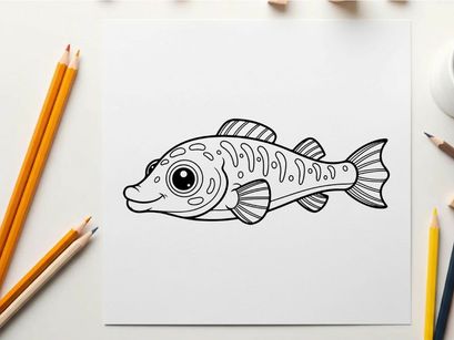 Cute cartoon fish swimming vector illustration flat design