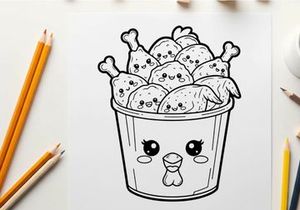 Cute chicks in bucket happy farm animals vector illustration