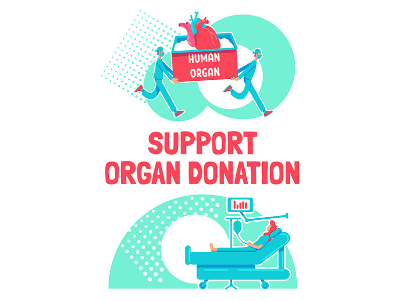 Support organ donation poster flat vector template