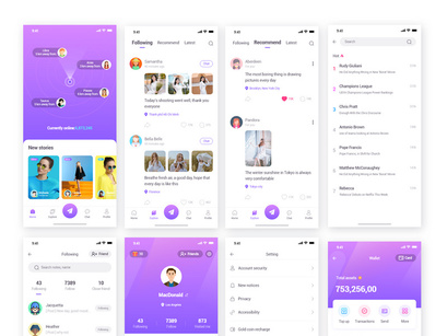 Stranger Chat - Purple social app UIkit