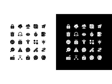 Smartphone glyph icons set for night and day mode preview picture