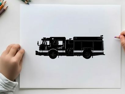 Silhouette of a fire truck vehicle emergency response