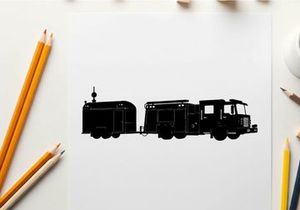 Silhouette of a large truck with trailer