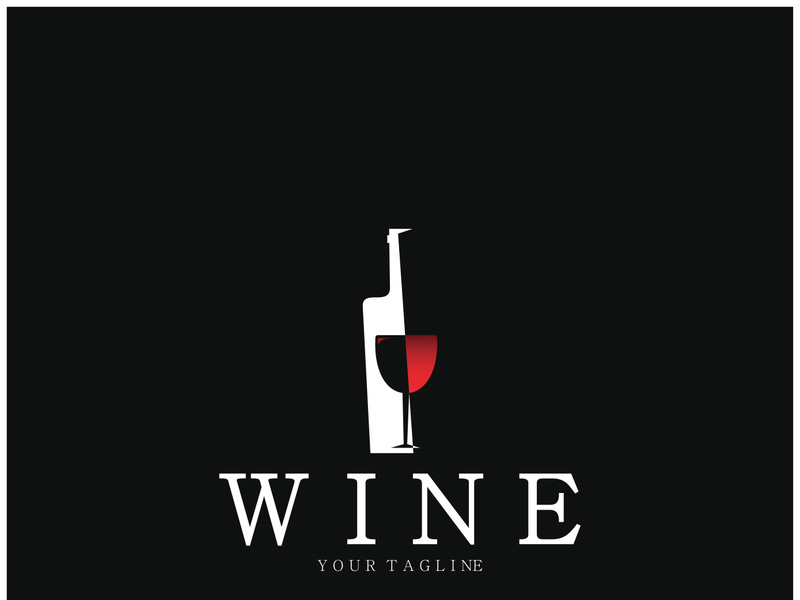 Wine logo with wine glasses and bottles.for night clubs,bars,cafe and wine shops.