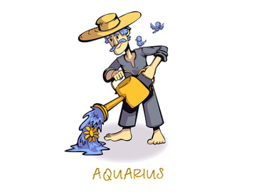Aquarius zodiac sign man flat cartoon vector illustration preview picture