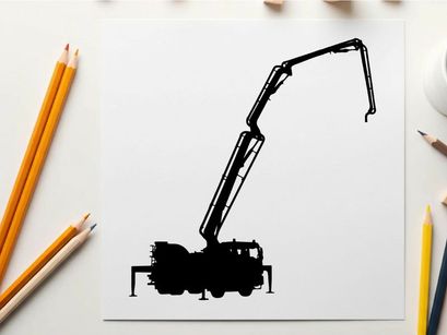 Silhouette of a mechanical excavator with a long boom and bucket