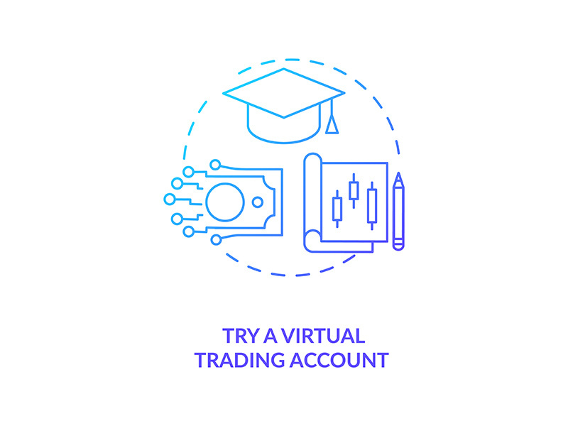 Trying virtual trading account concept icon