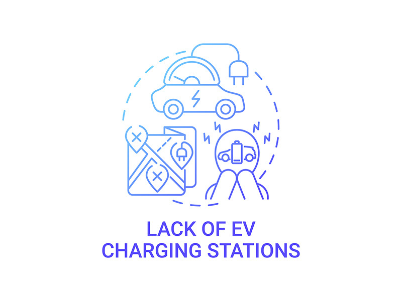 Charging stations eco-friendly car lack concept icon.