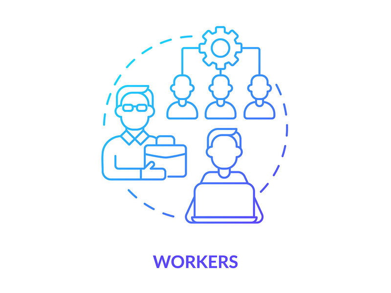 Workers blue gradient concept icon