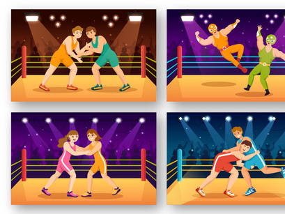 9 Wrestling Sport Illustration