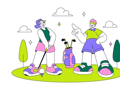 10 Golf Sport  Vector Illustration