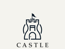 Castle kingdom logo graphic template design, Ancient castle vintage vector