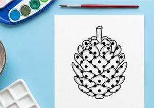 Ilustrasi pinus buatan tangan. Sketsa botani dekoratif pohon konifer biji.
