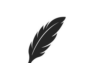 Feather quill design icon and logo illustration classic stationery