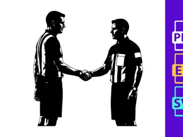 Two referees shaking hands in a show of sportsmanship and respect preview picture