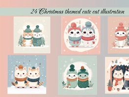 Christmas themed cute cat illustration preview picture