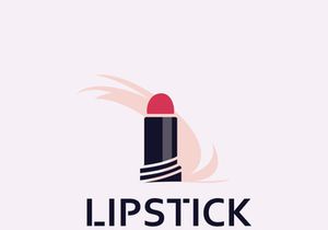 Lipstick logo design for makeup fashion shop and beauty vector cosmetic design template