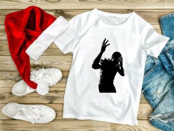 A person in a dynamic pose with arms raised in a silhouette against a white background preview picture