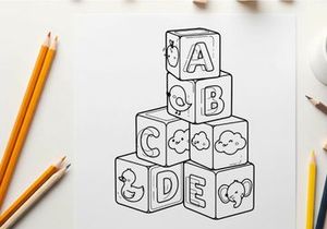 Alphabet blocks with animals vector illustration flat design