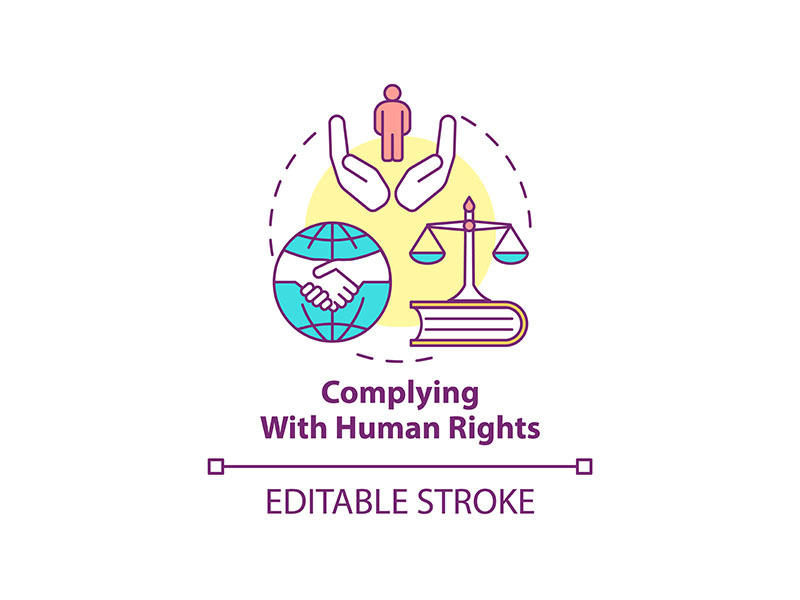 Complying with human rights concept icon