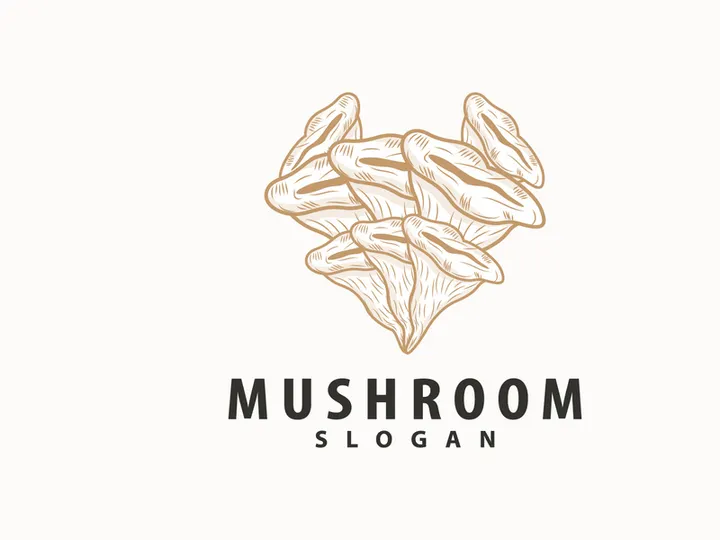 Mushroom Logo, Retro Minimalist Design, Food