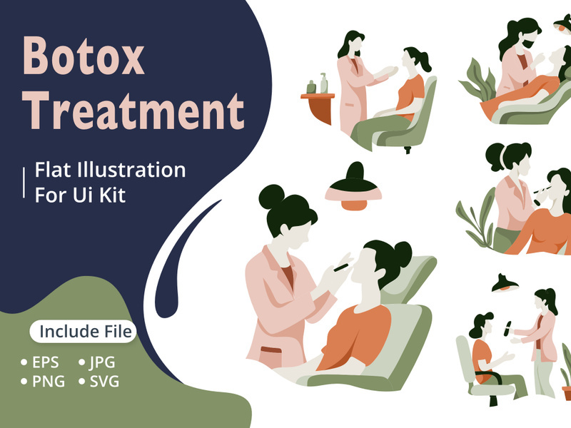Botox treatment flat illustrations