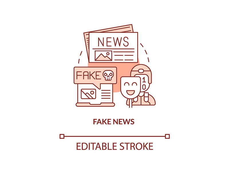 Fake news red concept icon