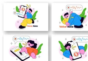 6 Voice Note Vector Illustration
