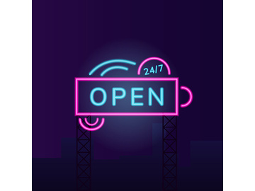 Convenience store vector neon light board sign illustration preview picture