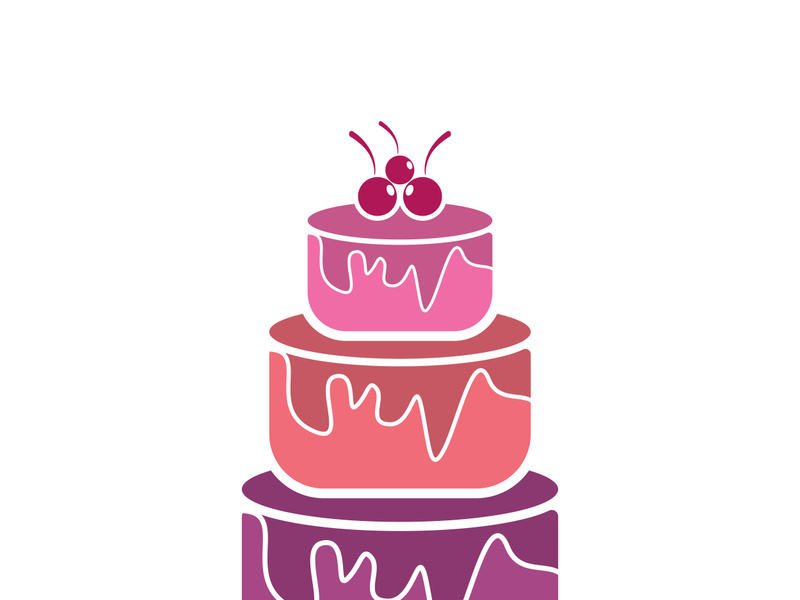 Sweet cake template logo design vector illustration of silhouette with cherries
