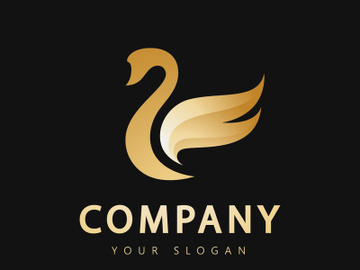 Golden swan abstract logo vector template preview picture