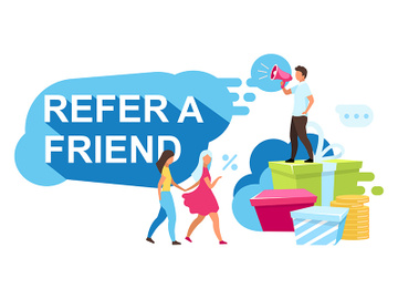 Refer a friend flat vector illustration preview picture