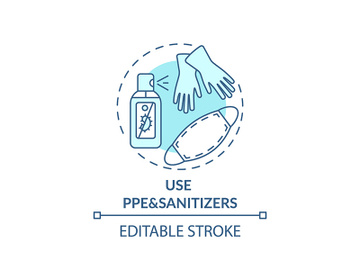 Using PPE and sanitizers concept icon preview picture