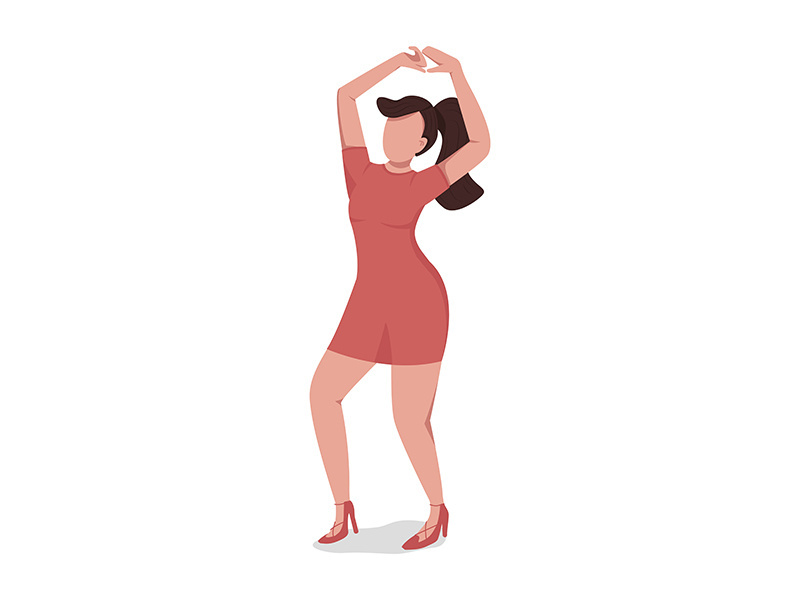 Young woman dancing for relaxation semi flat color vector character