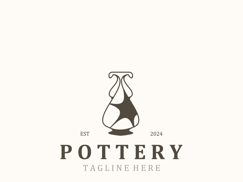 Pottery logo design handmade, creative traditional mug craft concept inspiration nature workshop