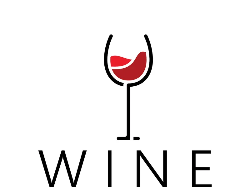 Logo de vinho com taças e garrafas para boates, bares, cafés e lojas de vinhos.