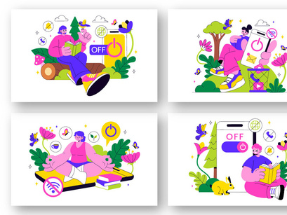 10 Digital Detox Retreat Illustration