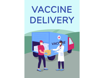 Vaccine delivery poster flat vector template preview picture