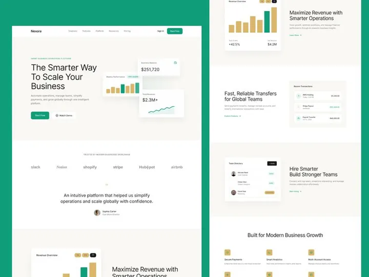 Nexora SaaS Website Design | Smart Business Operations Platform