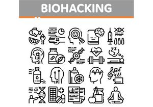 Biohacking Collection Elements Icons Set Vector