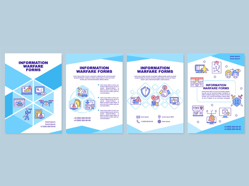 Infomation warfare forms blue brochure template