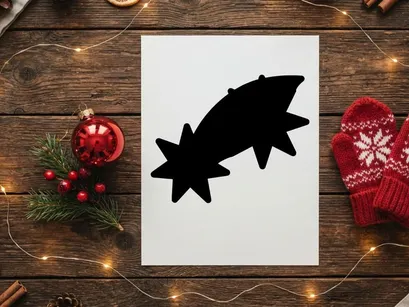 Schwarze Silhouette eines Weihnachts-Sterns als Icon isoliert auf weißem Hintergrund