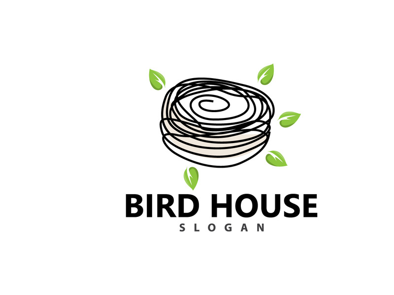 Bird Nest Logo, Bird House Shelter Vector